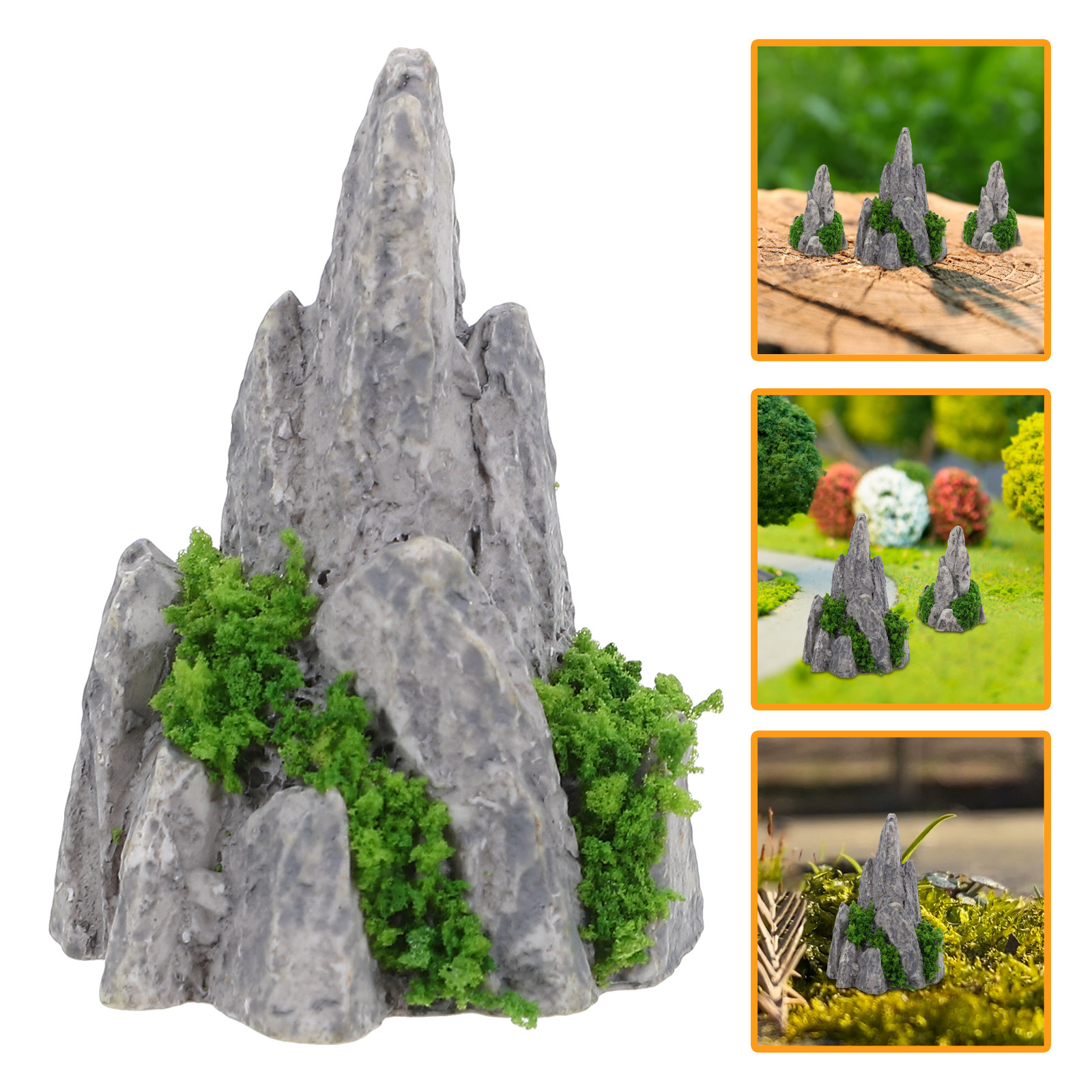 Bonsai Garden With Sand - 8-teiliges Set Mini-Harz-Felsenornamente für Mikrolandschaften, Bonsai-Gärten,